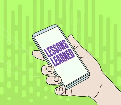 Text showing inspiration Lessons Learned. Word for information reflects positive Stockillustratie