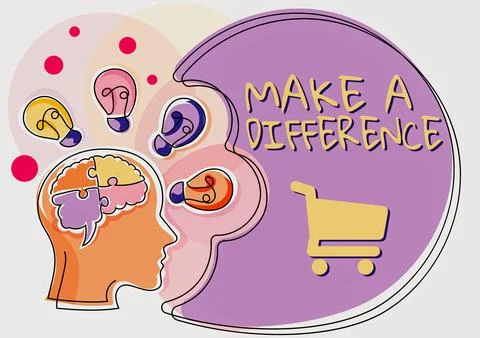 Text showing inspiration Make A DifferenceMark an effect on a person or Stock Illustration