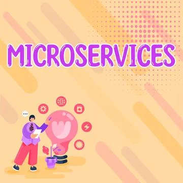 Text showing inspiration Microservices. Conceptual photo Software development Stock Illustration