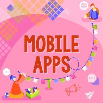 Text showing inspiration Mobile Apps. Business overview a software application Stock Illustration