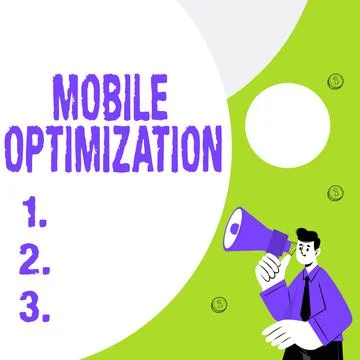 Text showing inspiration Mobile Optimization. Internet Concept Site Content Illustrazione stock