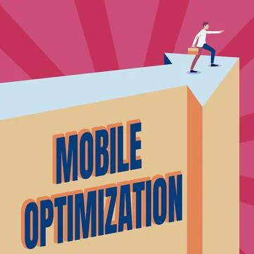 Text showing inspiration Mobile Optimization. Business idea Site Content Illustrazione stock