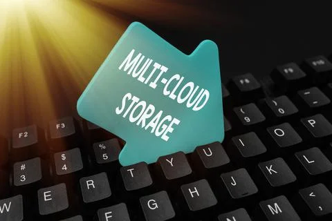 Text showing inspiration Multi Cloud Storage. Business overview use of multiple Foto stock