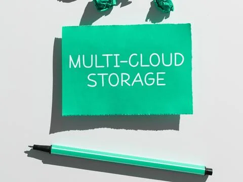 Text showing inspiration Multi Cloud Storage. Conceptual photo use of multiple 스톡 사진