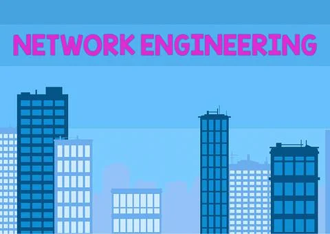 Text showing inspiration Network Engineering. Concept meaning field concerned Illustrazione stock