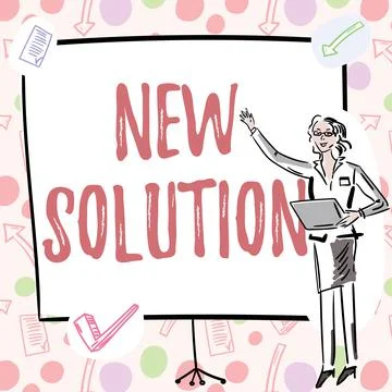 Text showing inspiration New Solution. Business overview Modern Innovation Stock Illustration
