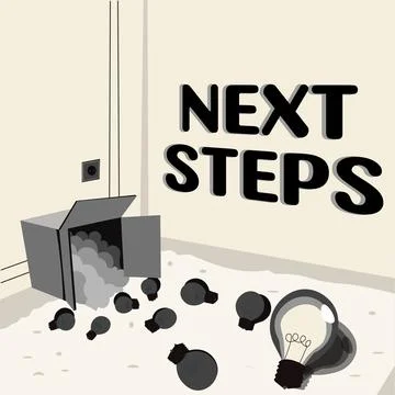 Text showing inspiration Next Steps. Business idea numper of process going to be Stock Illustration