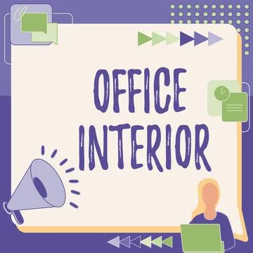 Text showing inspiration Office Interior. Word for making indoor spaces Ilustración de archivo