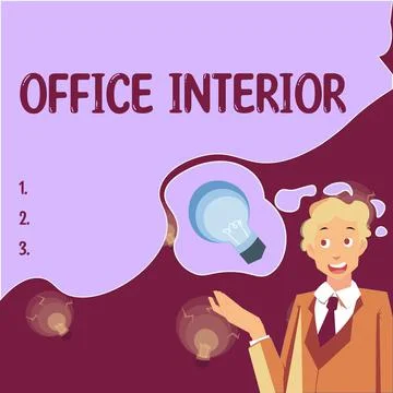 Text showing inspiration Office Interior. Business showcase making indoor spaces Ilustración de archivo