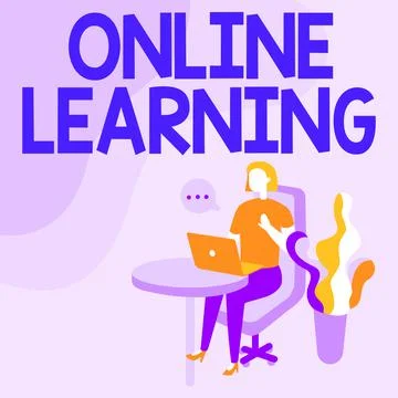 Text showing inspiration Online Learning. Business overview Larning with the Illustrazione stock