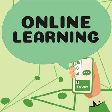 Text showing inspiration Online Learning. Business overview Larning with the Illustrazione stock