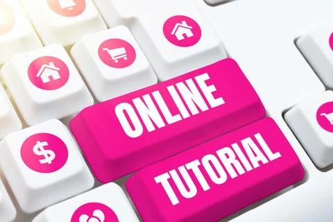 Text showing inspiration Online Tutorial. Business showcase process of tutoring 库存照片