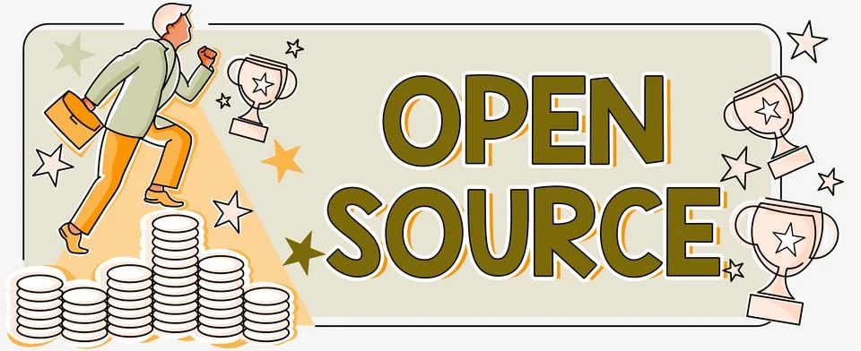 Text showing inspiration Open Source. Concept meaning contains the source code Stock Illustration