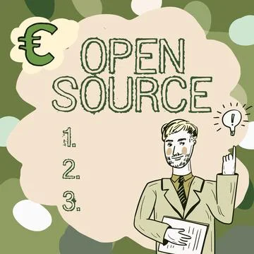 Text showing inspiration Open Source. Business approach contains the source code Stock Illustration