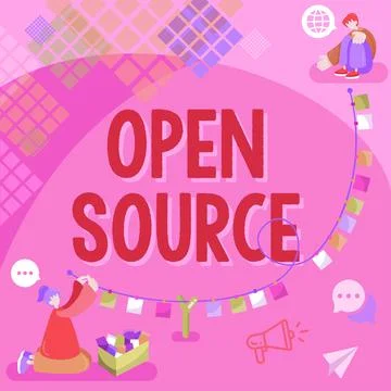 Text showing inspiration Open Source. Conceptual photo contains the source code Stock Illustration