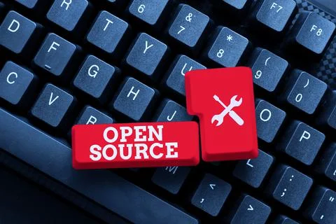Text showing inspiration Open Source. Word Written on contains the source code 스톡 사진