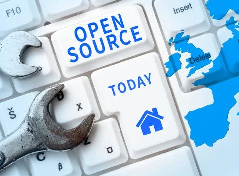 Text showing inspiration Open Source. Business approach denoting software which 写真素材
