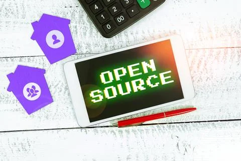 Text showing inspiration Open Source. Concept meaning denoting software which Stockfoto's
