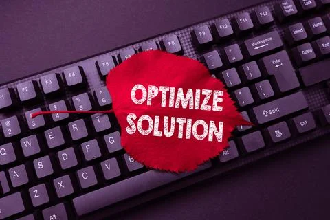 Text showing inspiration Optimize Solution. Business overview process of finding Stock Photos