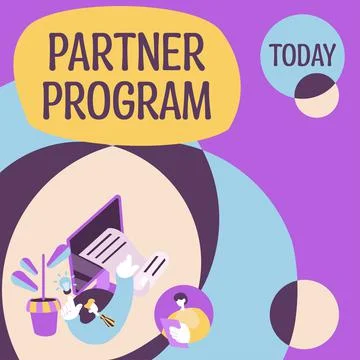 Text showing inspiration Partner Program. Conceptual photo business strategy Ilustración de archivo