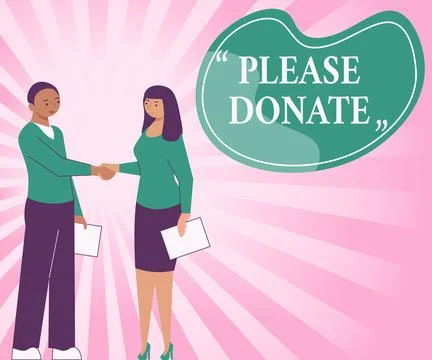 Text showing inspiration Please Donate. Word Written on Supply Furnish Hand out Stock Illustration
