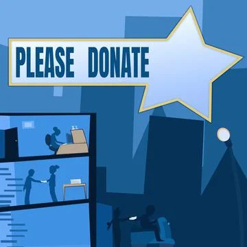 Text showing inspiration Please Donate. Business showcase Supply Furnish Hand Stock Illustration
