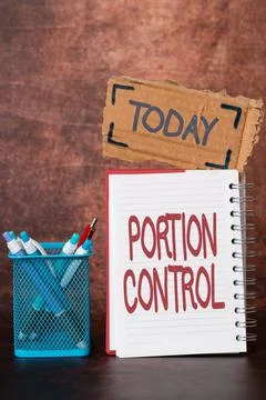 Text showing inspiration Portion Control. Business overview knowing the correct Stock Photos