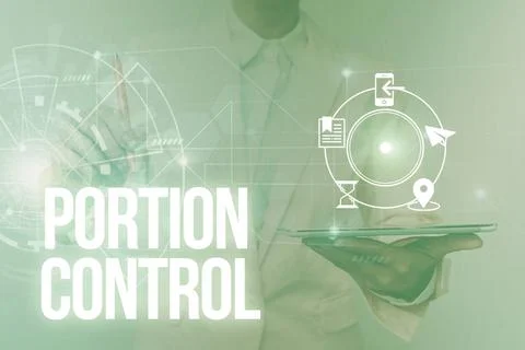 Text showing inspiration Portion Control. Business approach knowing the correct Stock Photos