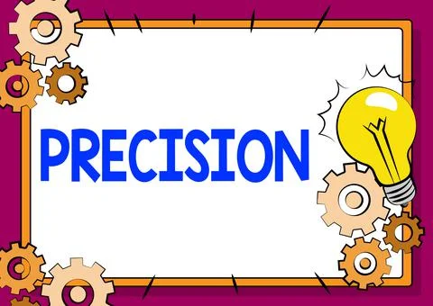 Text showing inspiration Precision. Concept meaning the degree of refinement to Stock Illustration
