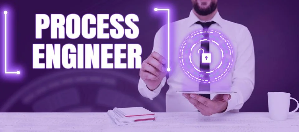 Text showing inspiration Process Engineer. Word for deciding how to go about Stock Photos