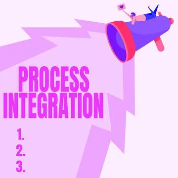 Text showing inspiration Process Integration. Word Written on Connectivity of Illustrazione stock