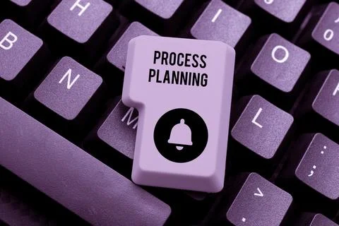 Text showing inspiration Process Planning. Business overview the development of Stock Photos