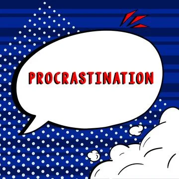Text showing inspiration Procrastination. Business showcase Delay or Postpone Illustrazione stock