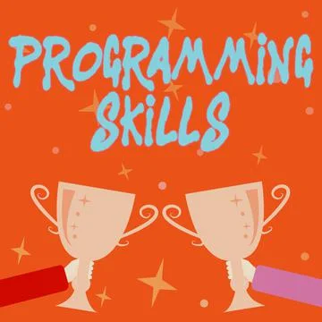 Text showing inspiration Programming Skills. Word Written on skills vital to 스톡 일러스트