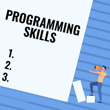 Text showing inspiration Programming Skills. Word Written on skills vital to Ilustración de archivo
