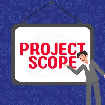Text showing inspiration Project Scope. Business idea evaluation of work efforts Stock Illustration