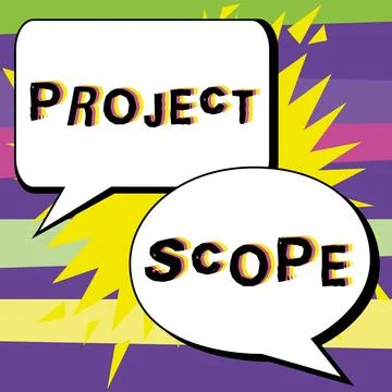 Text showing inspiration Project Scope. Business overview evaluation of work 스톡 일러스트