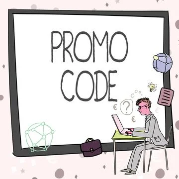 Text showing inspiration Promo Code. Concept meaning digital numbers that give Stock Illustration