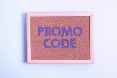Text showing inspiration Promo Code. Word for digital numbers that give you good Foto stock
