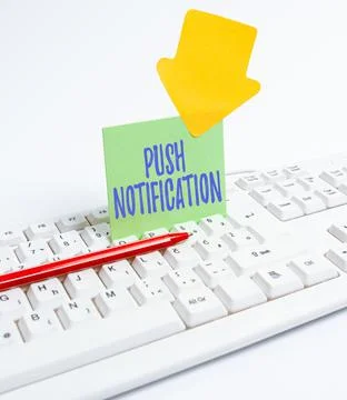 Text showing inspiration Push Notification. Business concept automated message Stock Photos