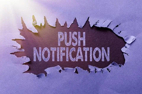 Text showing inspiration Push Notification. Business showcase automated message Stock Photos