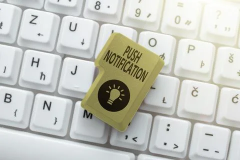 Text showing inspiration Push Notification. Internet Concept automated message Stock Photos