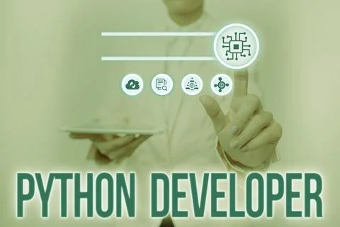 Text showing inspiration Python Developer. Word for responsible for writing Stock Photos
