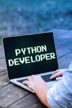 Text showing inspiration Python Developer. Business showcase employees are Photos