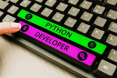 Text showing inspiration Python Developer. Word Written on employees are Photos