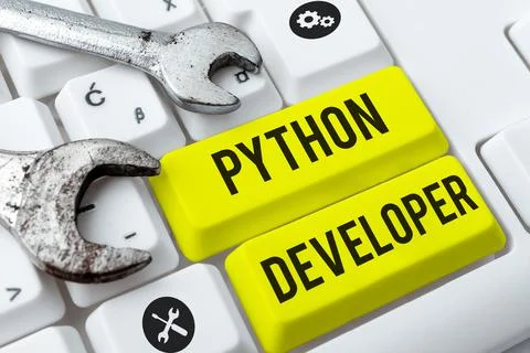 Text showing inspiration Python Developer. Business approach responsible for Stock Photos