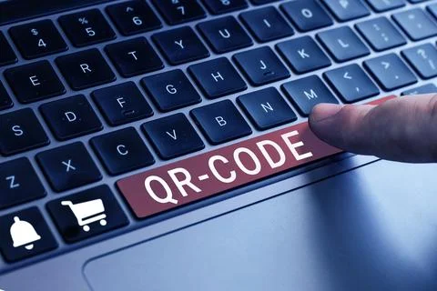Text showing inspiration Qr Code. Business concept the trademark for a type of Foto stock