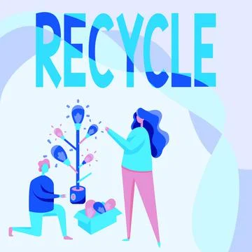 Text showing inspiration Recycle. Conceptual photo ocess of converting waste Illustrazione stock