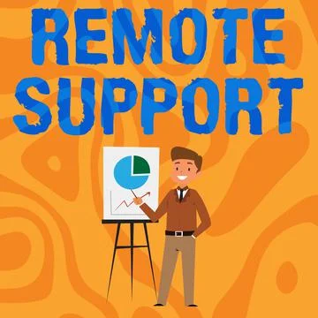 Text showing inspiration Remote Support. Business concept help endusers to solve 스톡 일러스트