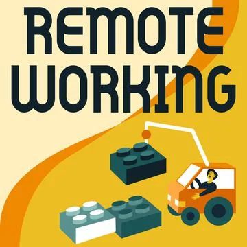 Text showing inspiration Remote Working. Business approach situation in which an Illustrazione stock